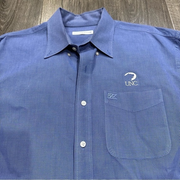 Cutter & Buck Shirt Men’s Large Long Sleeve Blue UNC Mascot Logo Button Down XXL - Picture 2 of 10
